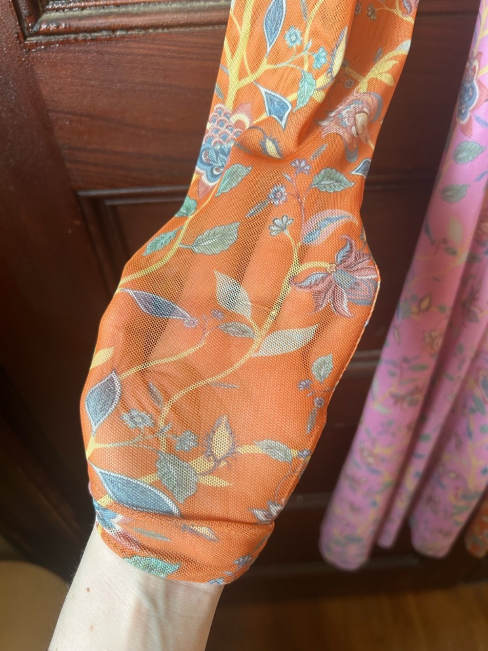 Anthropologie x Rachel Antonoff Olivia Dress - Two-Tone Floral Midi Pink&Orange - Picture 7 of 10